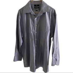 Hart Schaffner Marx LS White Blue Button-Up 17.5